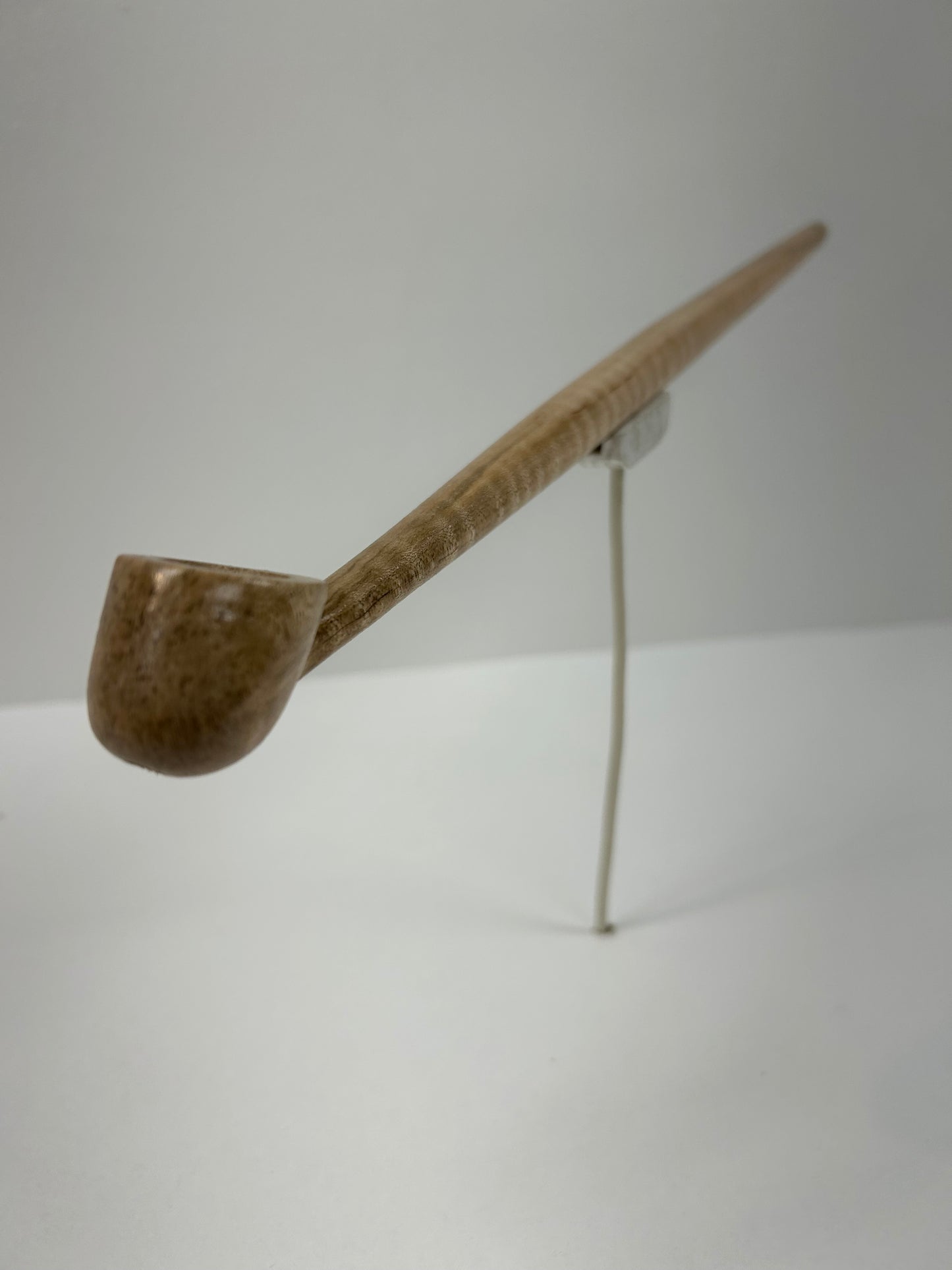 15 3/4" Maple wood pipe with tiger stripe figurations, 5/8" bowl width and depth