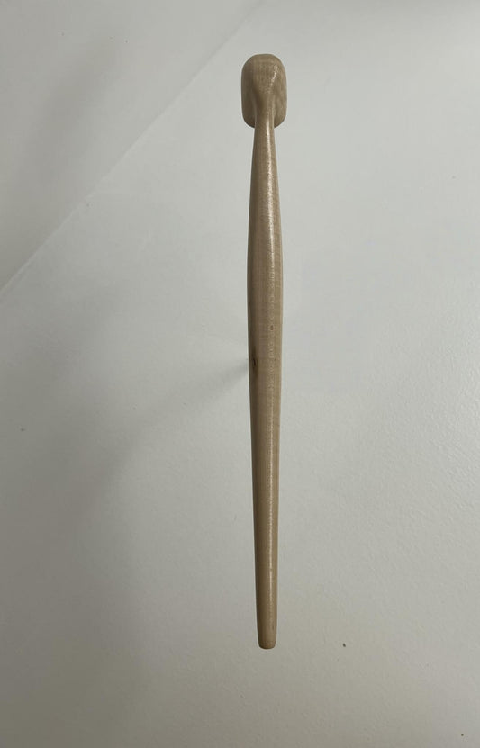 11 3/8" maple wood with tiger strip wood grain, 5/8" bowl width and depth